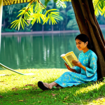 Relaxing at a Local Park**

A woman wearing a modest baju kurung is relaxing by a serene lake in Taman Botani Perdana, Kuala Lumpur. She's reading a book under the shade of a leafy tree. The scene is bathed in the soft, golden light of the late afternoon. In the background, families are enjoying picnics. Perfect anatomy, correct proportions, natural pose, fully clothed, appropriate attire, safe for work, professional photography, high quality, modest, family-friendly.

**